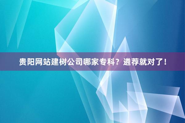 贵阳网站建树公司哪家专科？遴荐就对了！